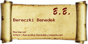 Bereczki Benedek névjegykártya